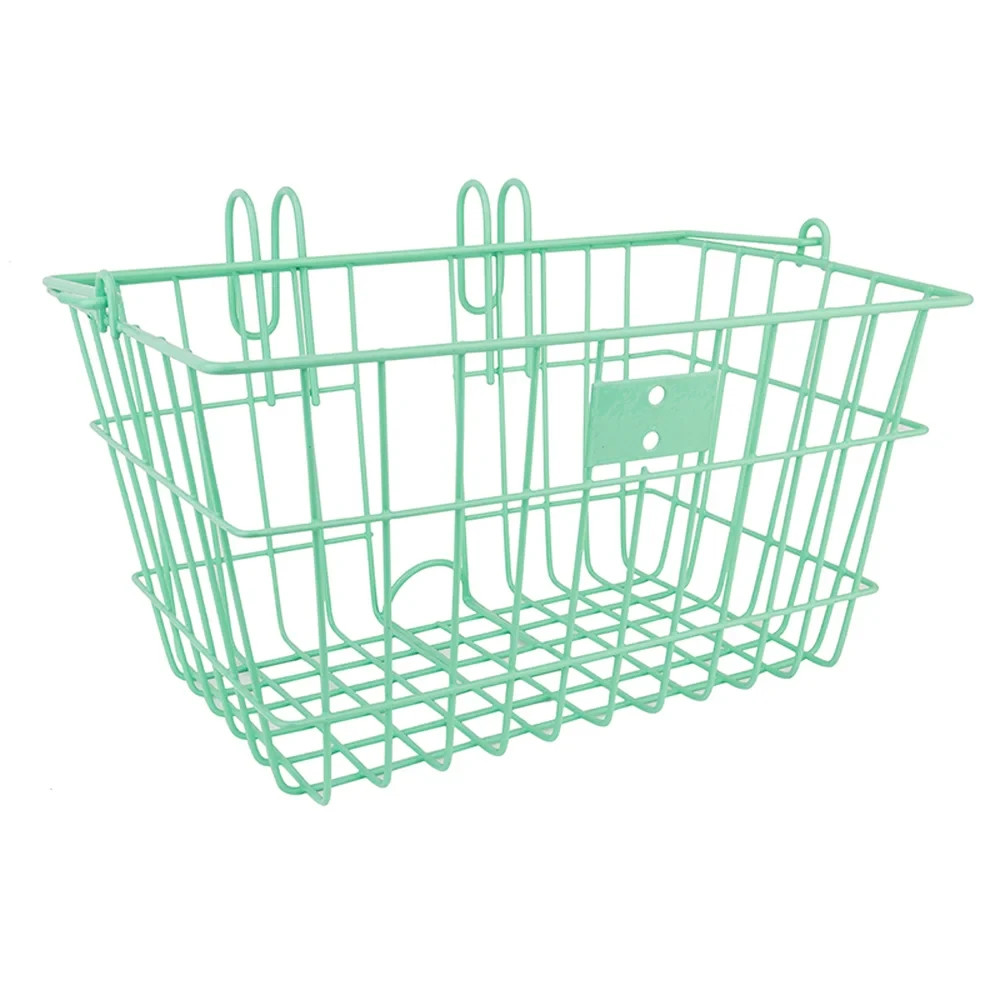 Sunlite Lift-Off Front Basket Seafoam Green 14.5 × 8.5 × 7" Bike Basket w/ Hooks