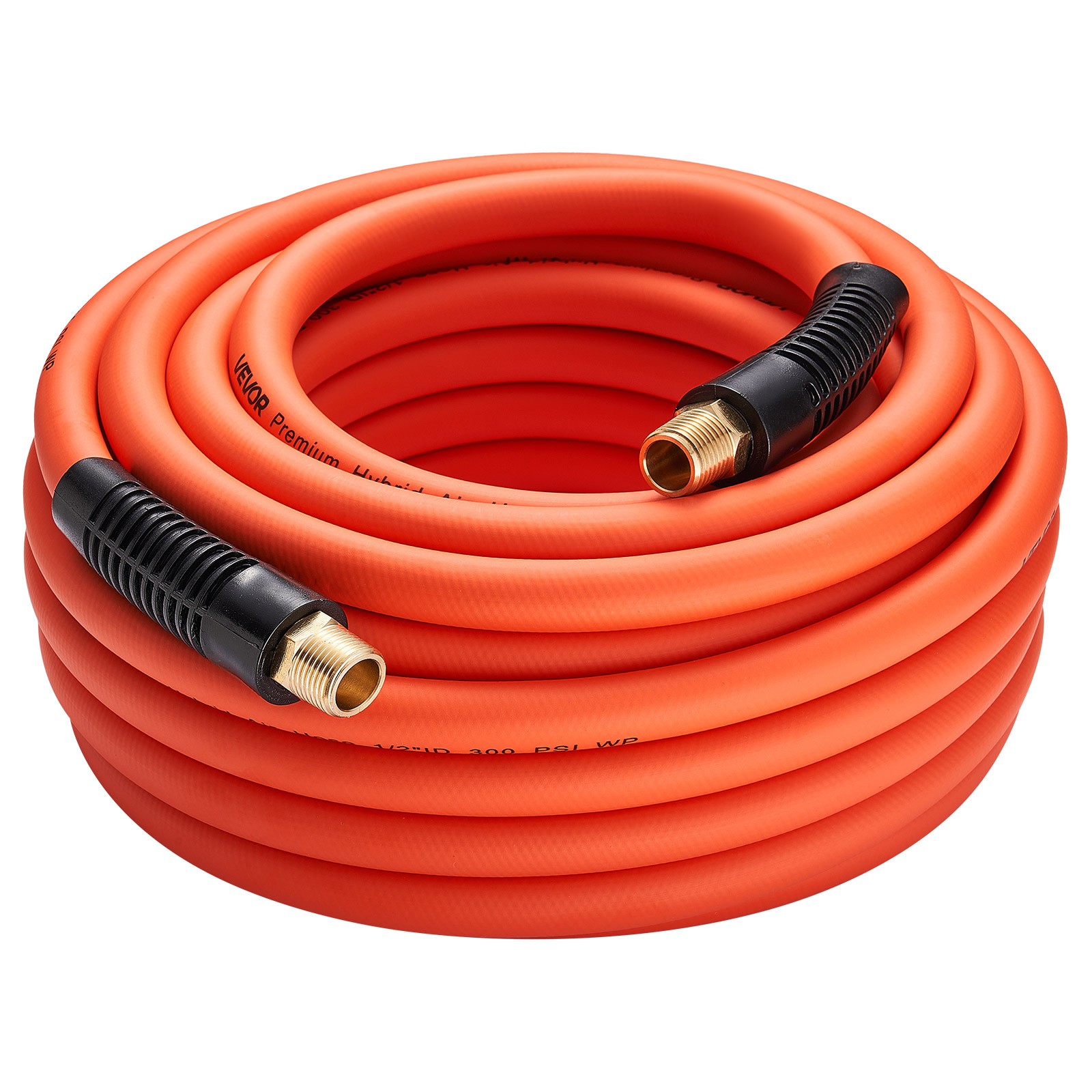 VEVOR Air Hose 1/2" x50ft Hybrid Air Hose with 1/2 inch Solid Brass Male Fitting