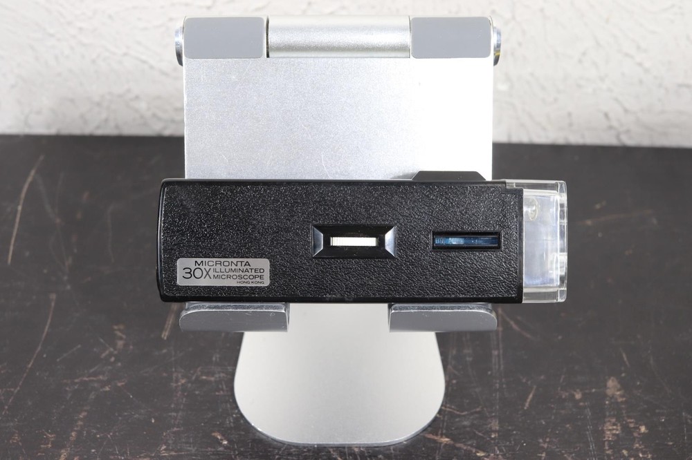 Vintage Micronta 30x Illuminated Pocket Microscope Case 63-851 Tested