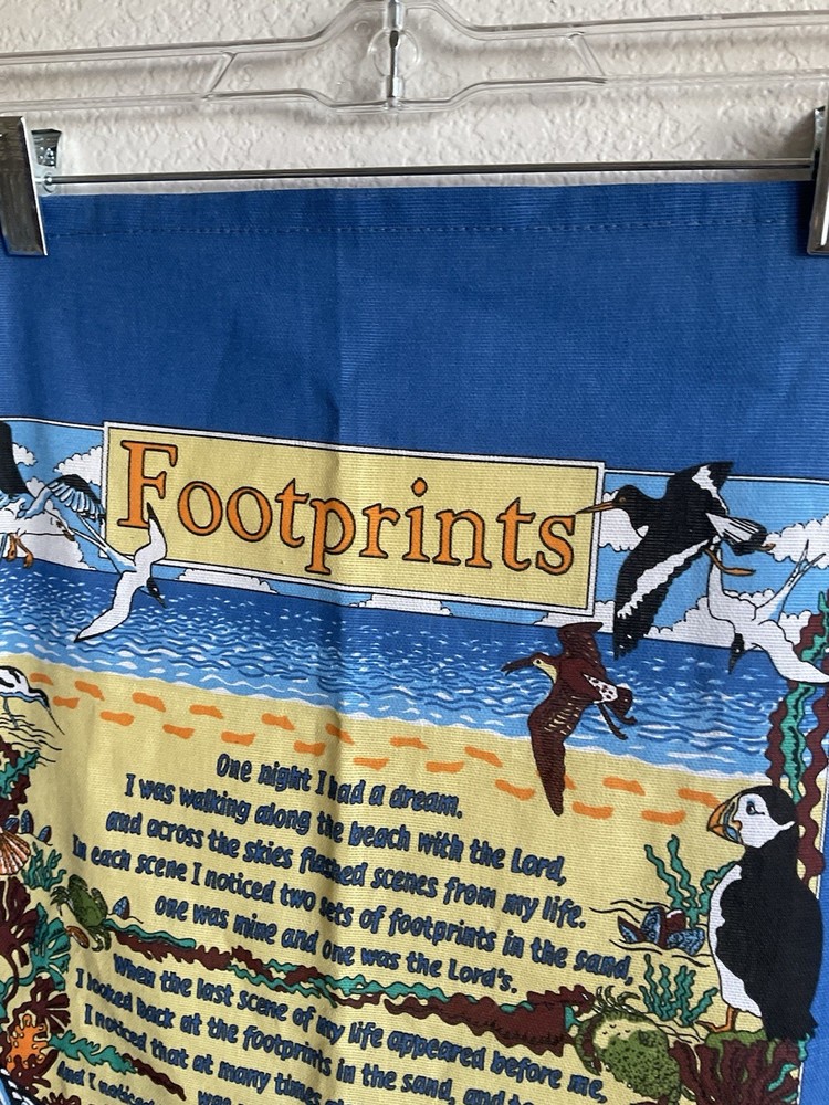 Footprints Elgate Poem Kitchen Towel Blue Beach