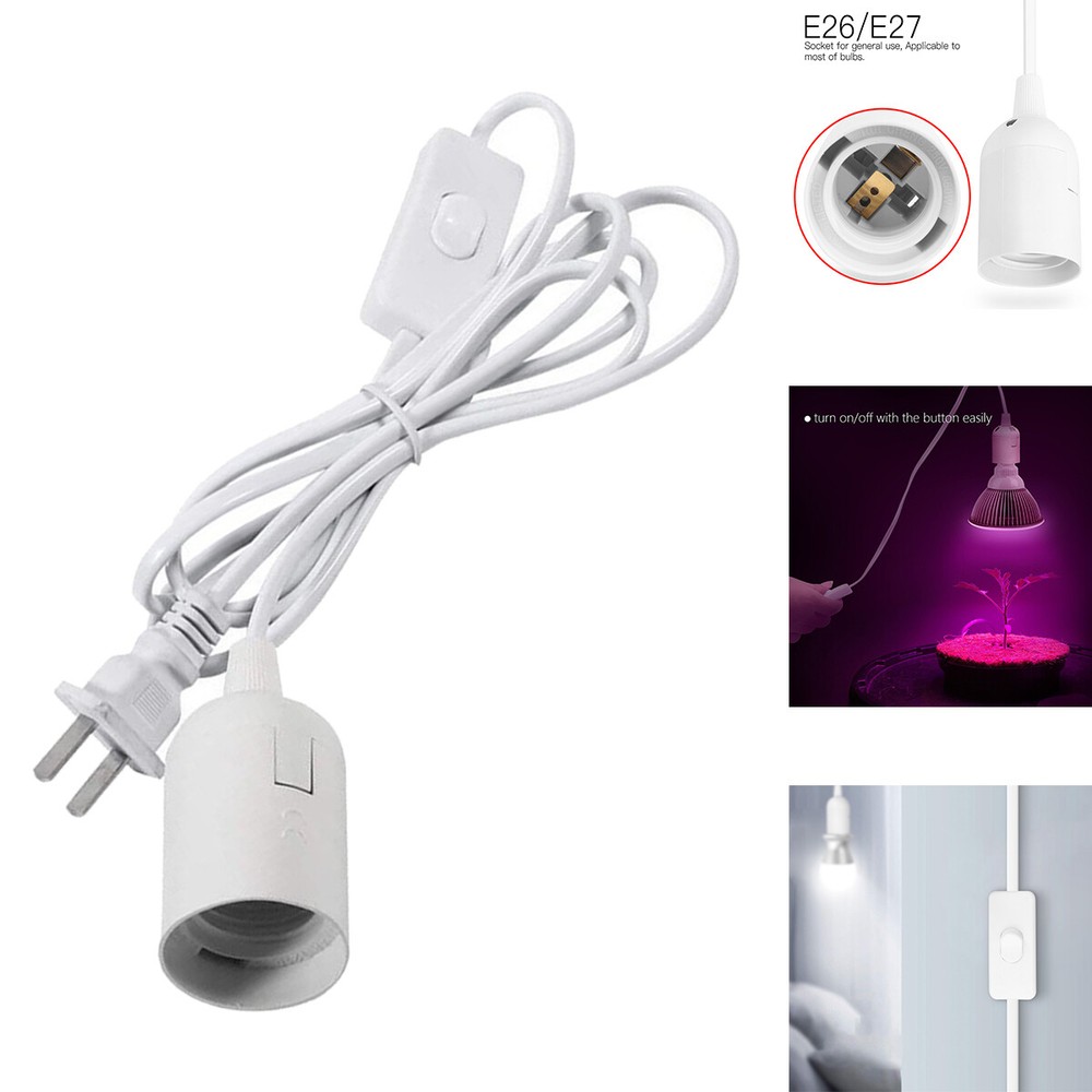 6ft E26 E27 Light Bulb Socket On/Off Switch Extension Cord Wall Outlet Adapter