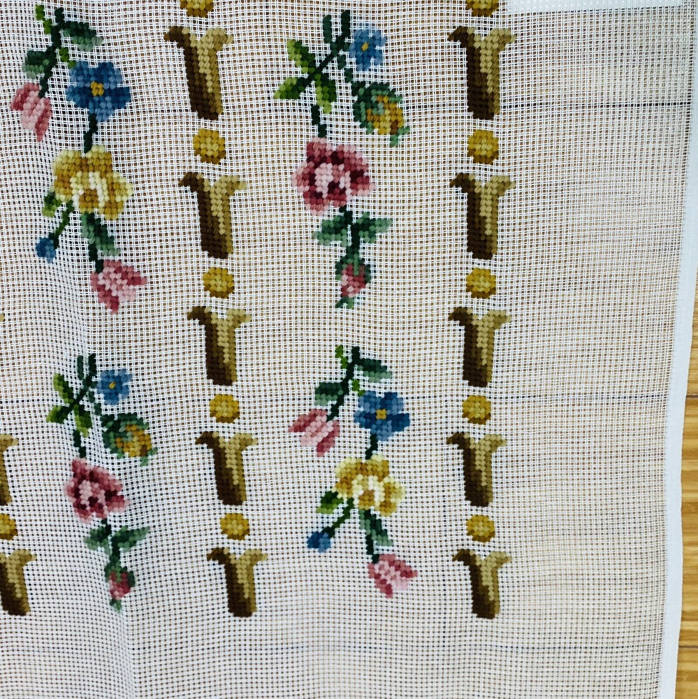 Flowers In A Row Wool Needlepoint Design Completed