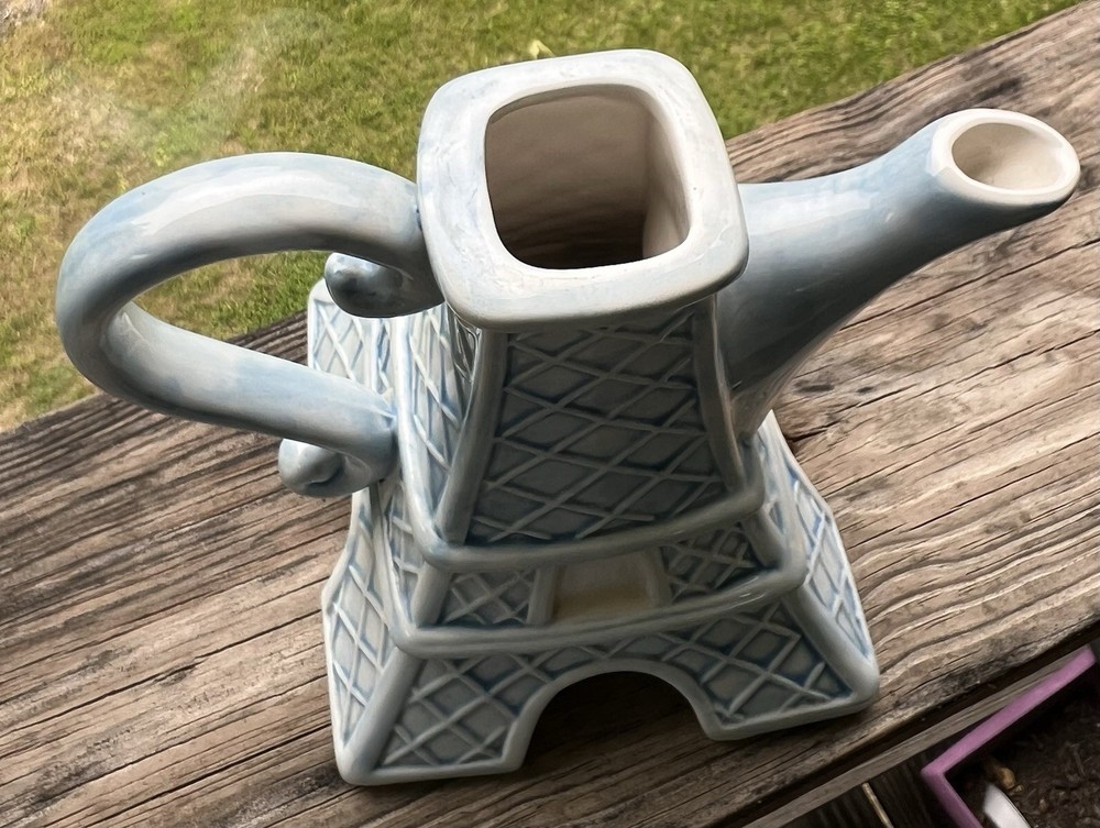 Blue Sky Ceramic Eiffel Tower Teapot 7.75"X5.5"9.5"