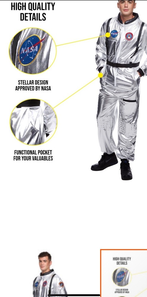 Morph Costume Men’s Medium Silver Astronaut Suit
