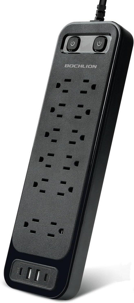Bochllon Power Strip Surge Protector Extension Cord Multiple Outlets 12 Outlets