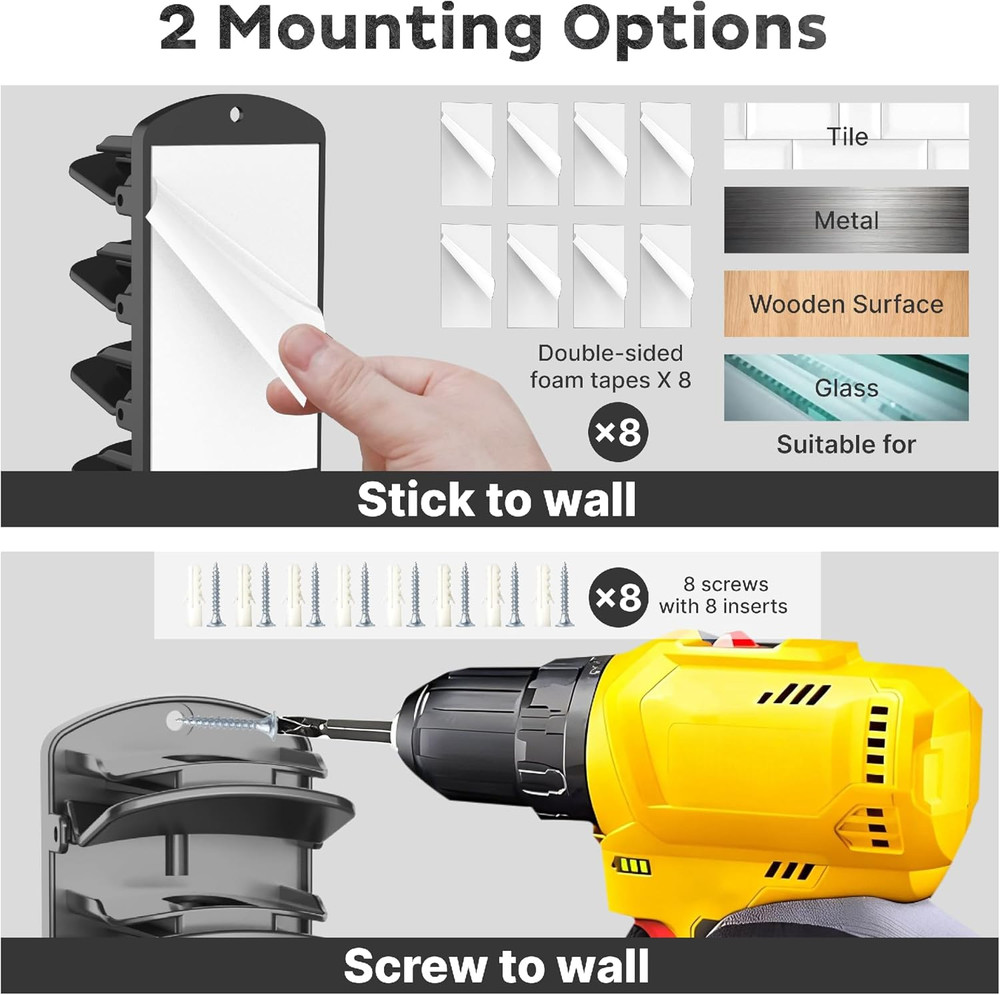 Double Capacity Baseball Cap Organizer - 40 Cap Wall Mount Rack, 2 Packs