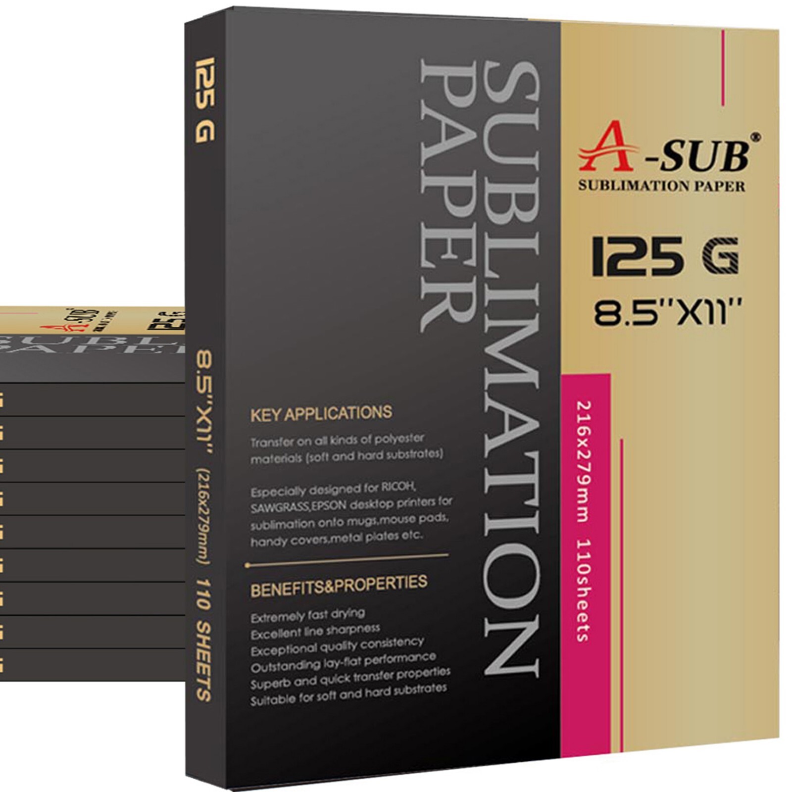 1100 Sheets Wholesale A-SUB Sublimation Paper 125g 8.5x11 Inkjet Heat Transfer