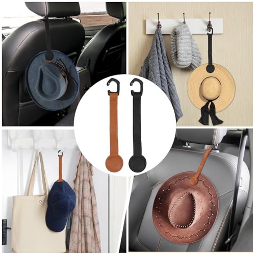 2 Pcs Cowboy Hat Holder for Truck, Leather Magnetic Cap Clip, Truck Car Seat