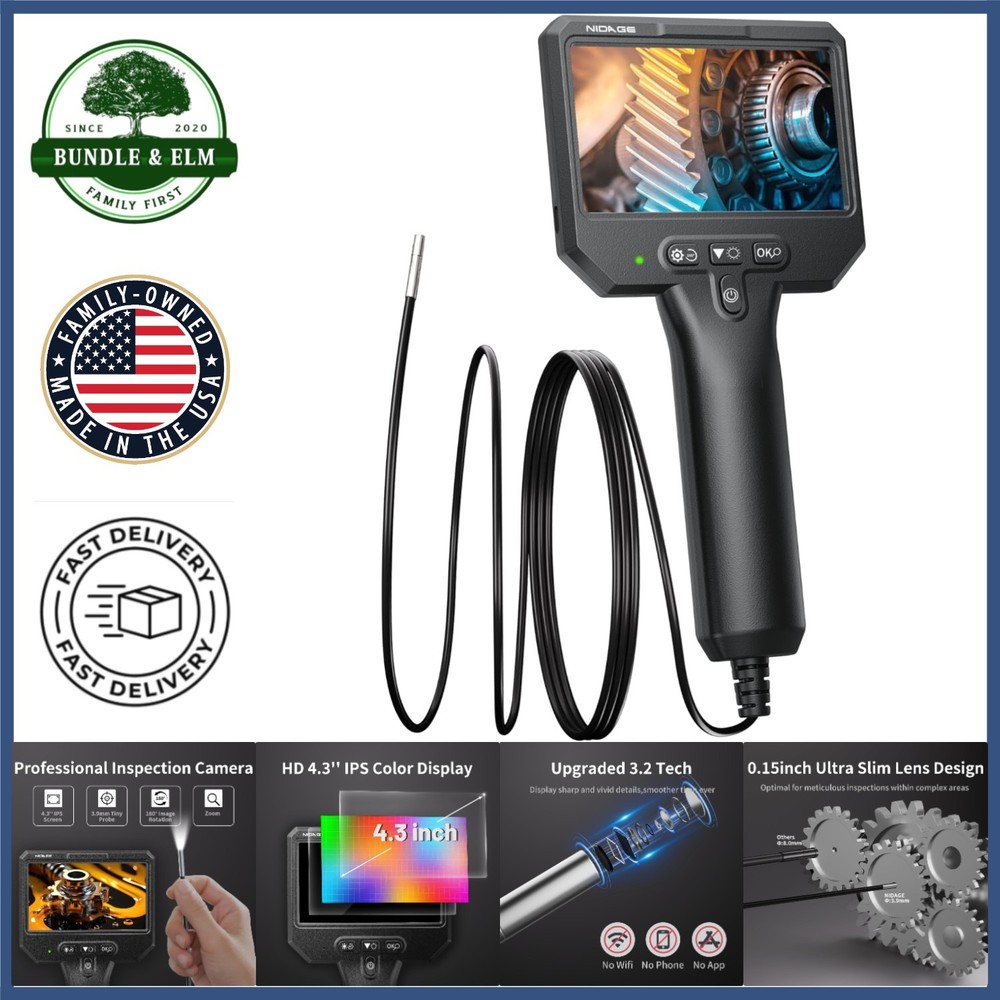 Waterproof Endoscope Camera with 4.3" Display for Mechanic and Auto Diagnostics
