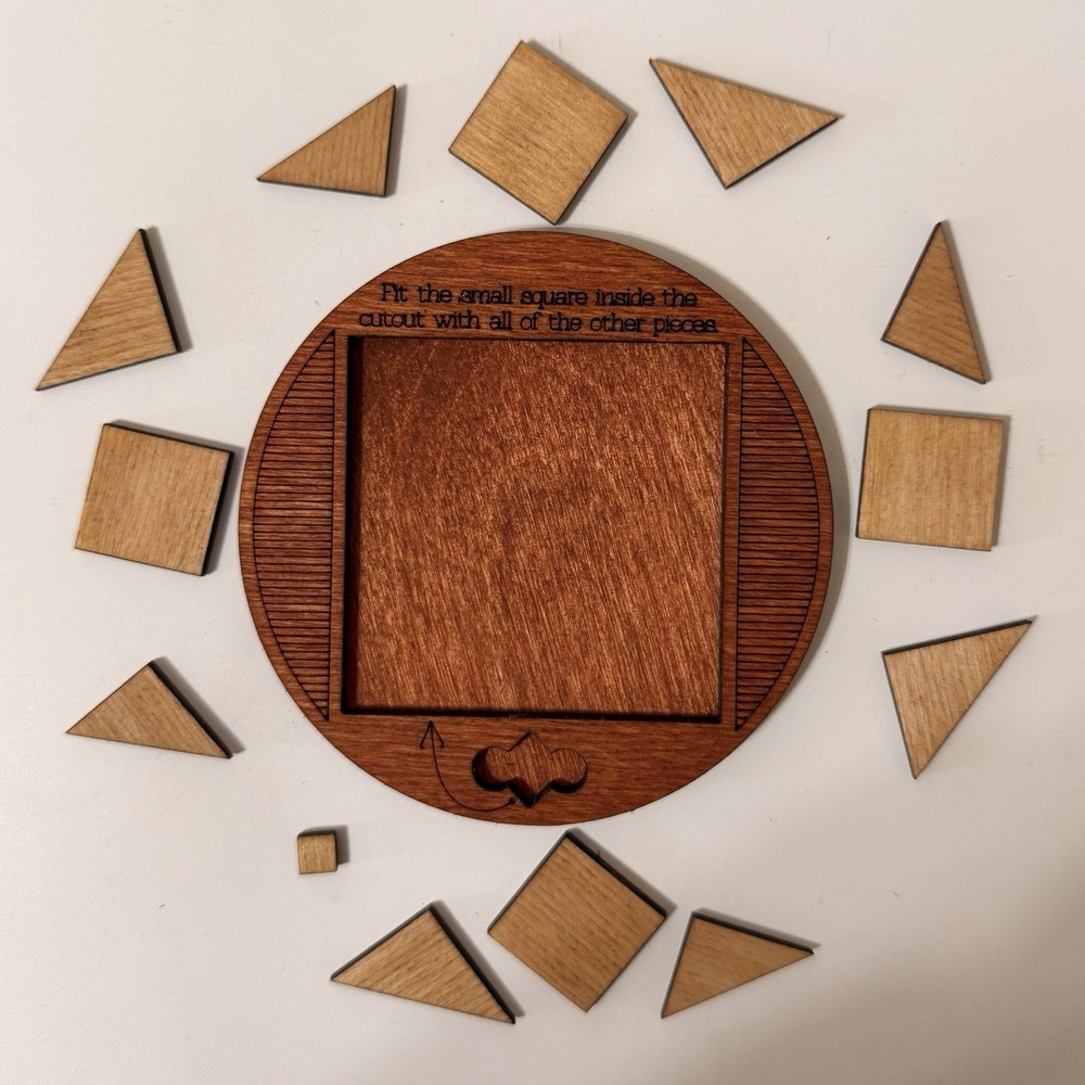 Handmade Wooden Impossible Square Puzzle | Brain Teaser Tangram