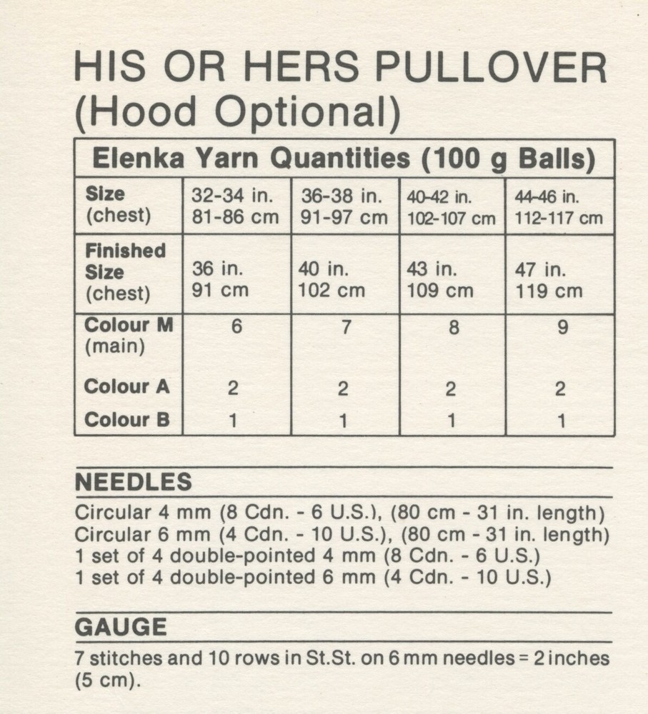 White Buffalo Elenka Knitting Pattern 2013 His & Hers Icelandic Pullover 32"-46"