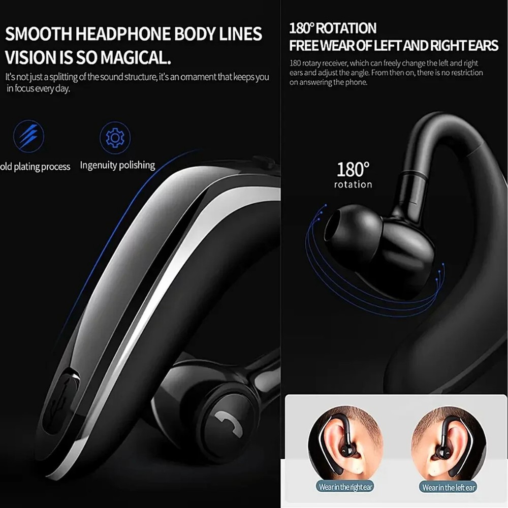 Wireless Bluetooth Handsfree Earphone Earhook Headset For Smart Phone Universal
