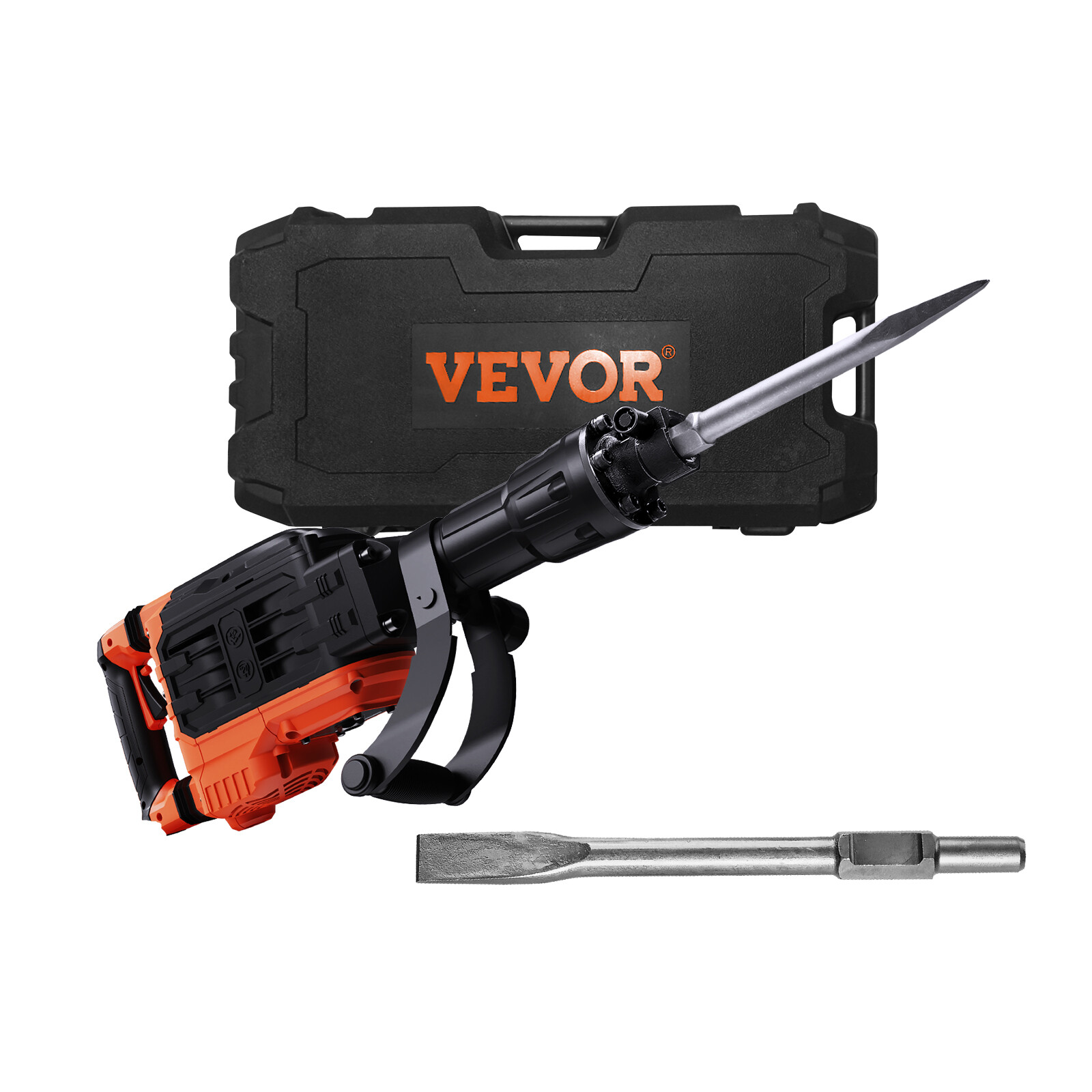VEVOR Demolition Jack Hammer Concrete Breaker 3500W Electric 2 Chisel Bits Black