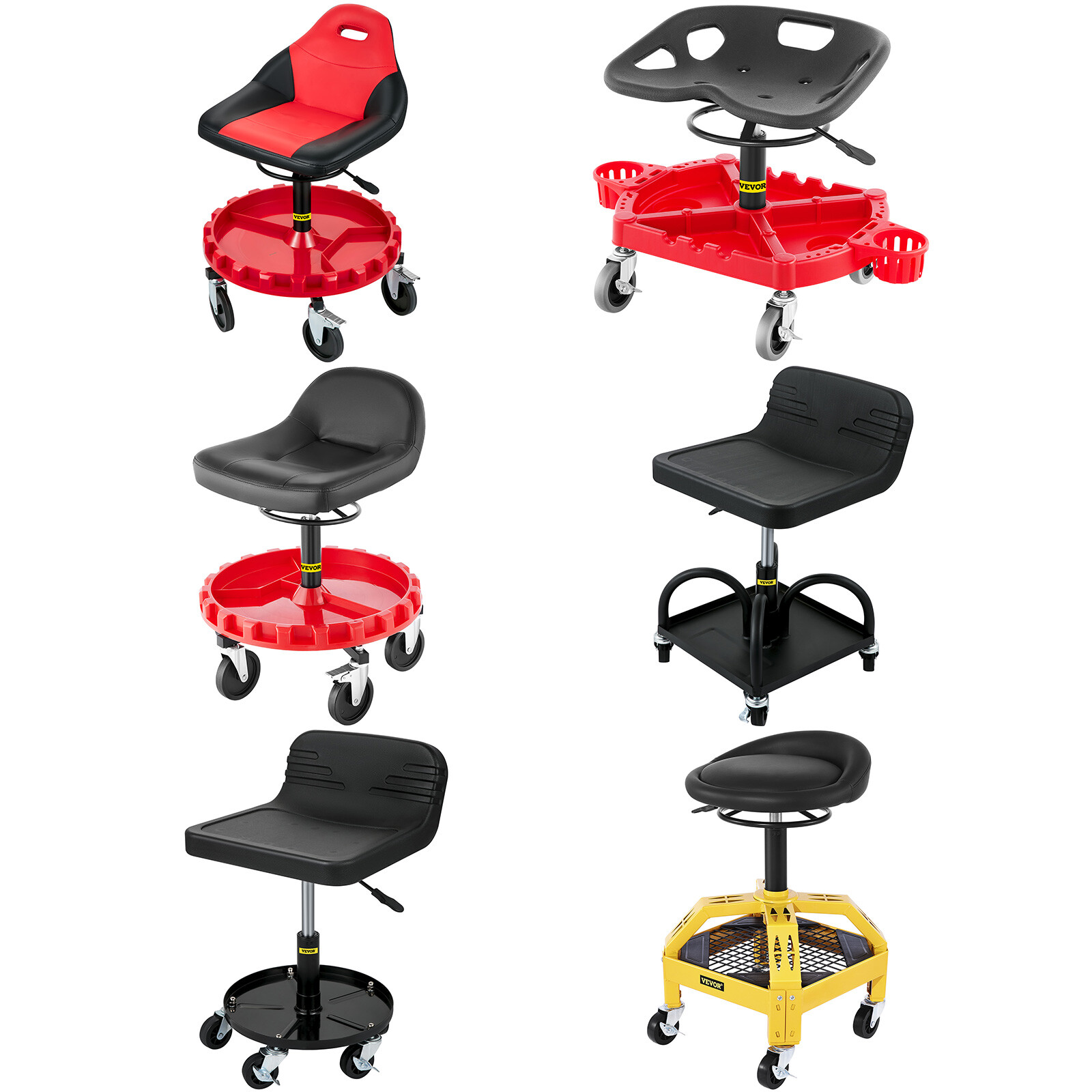 VEVOR Rolling Garage Stool 300/400LBS Adjustable Swivel Work Shop Seat w/Casters