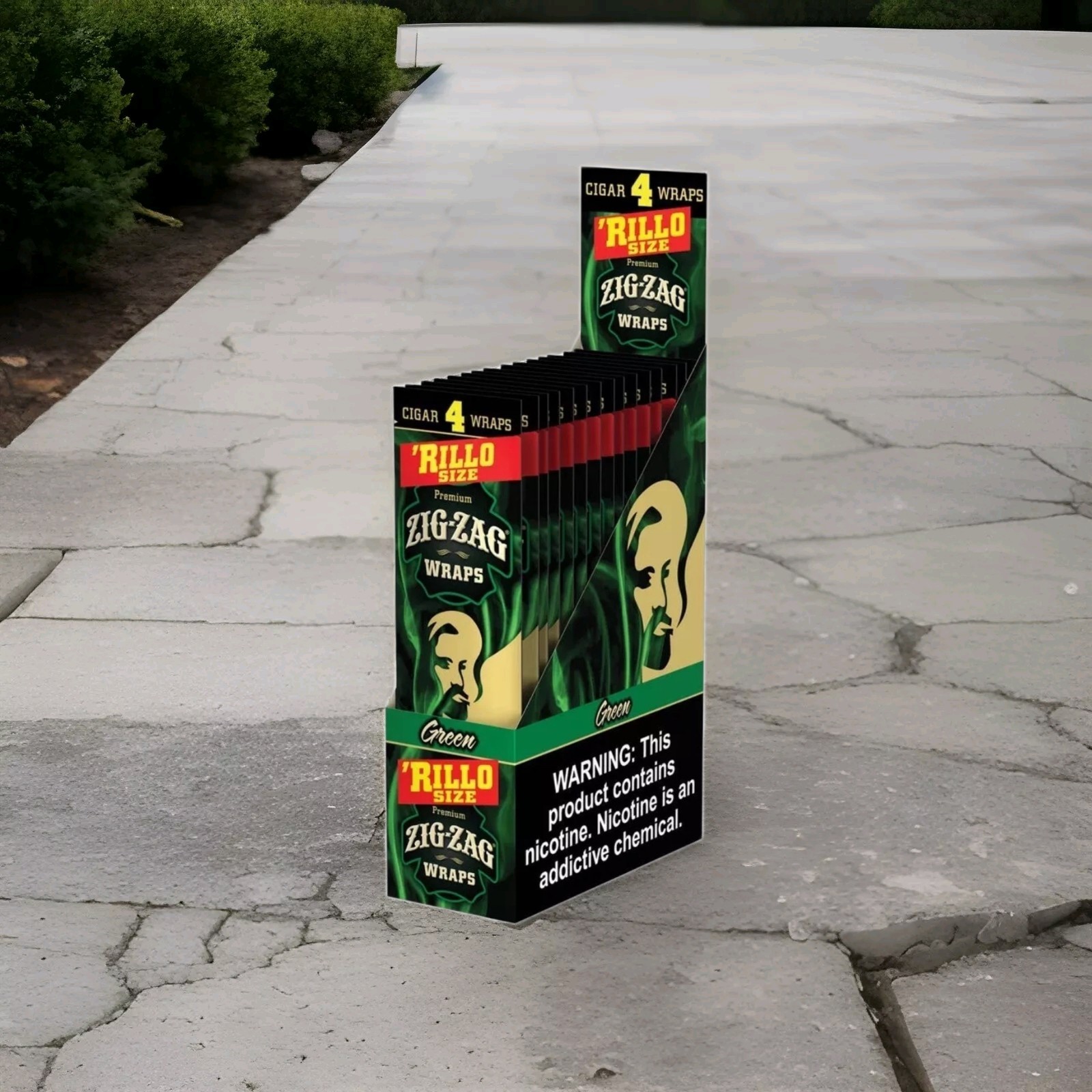 ZIg Zag Cigar Wraps Rolling Size Green- 4 Count (Pack of 15)