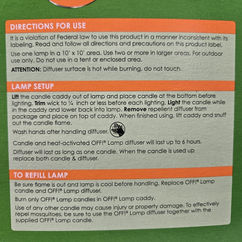 OFF! Backyard Mosquito Lamp Repellent 10x10 Ft Refillable 6 Hr Diffuser 2Pk