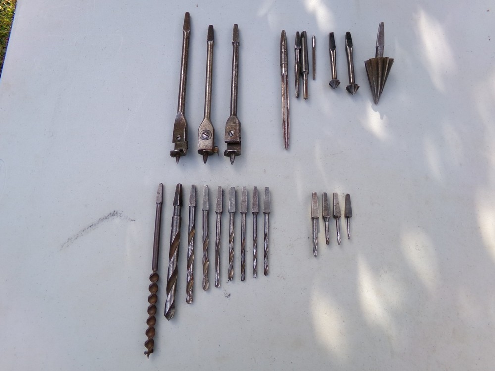 Lot of 23 Bit Brace Tools Reamers Countersink Bits Expansion Auger Bits