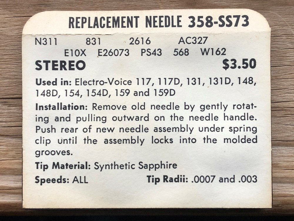 Phonograph Needle 358-SS73