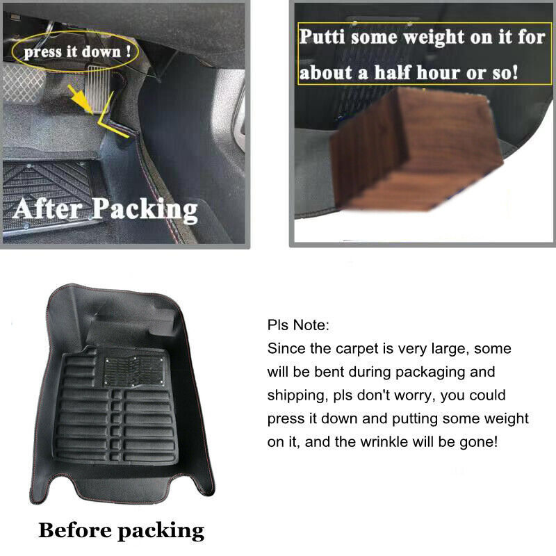 for 2007-2017 Toyota Camry Car Floor Mats Front & Rear Liner Leather Pad Black