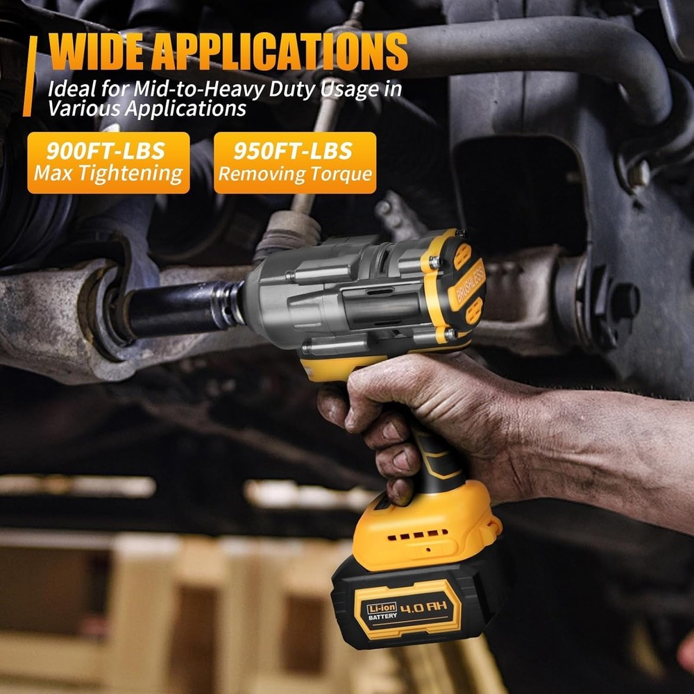 20V Cordless Impact Wrench 1/2-inch, with LED Work Light, Variable Speed Design