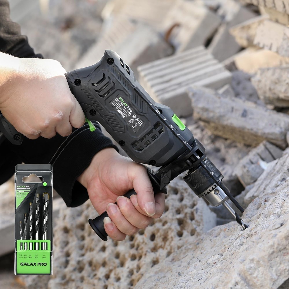 Dual-Function Corded Impact Drill with Variable Speed & Adjustable Handle