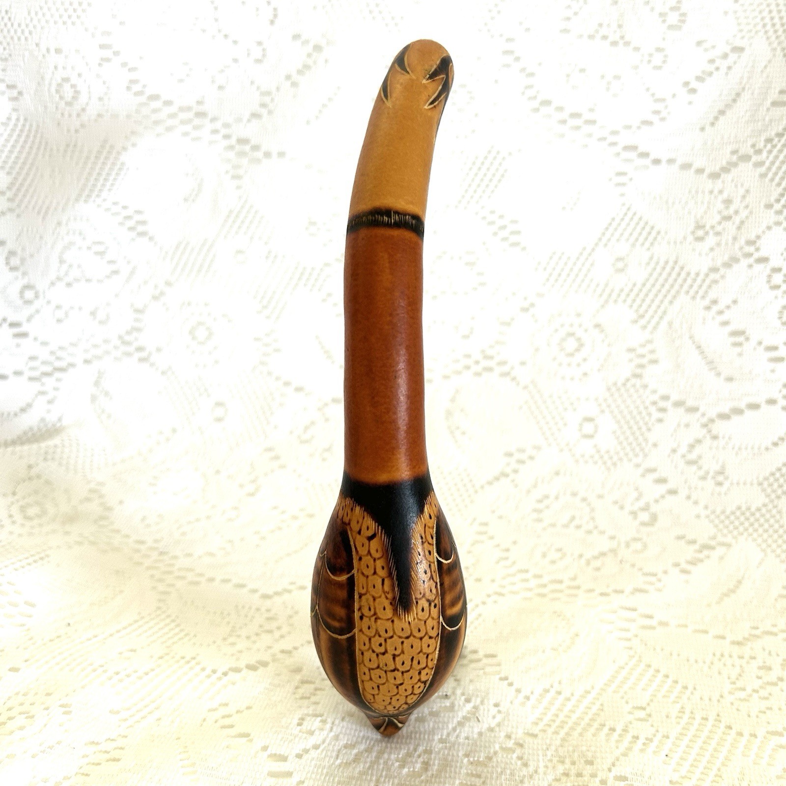 Hand Carved Peruvian Gourd Bird Primitive