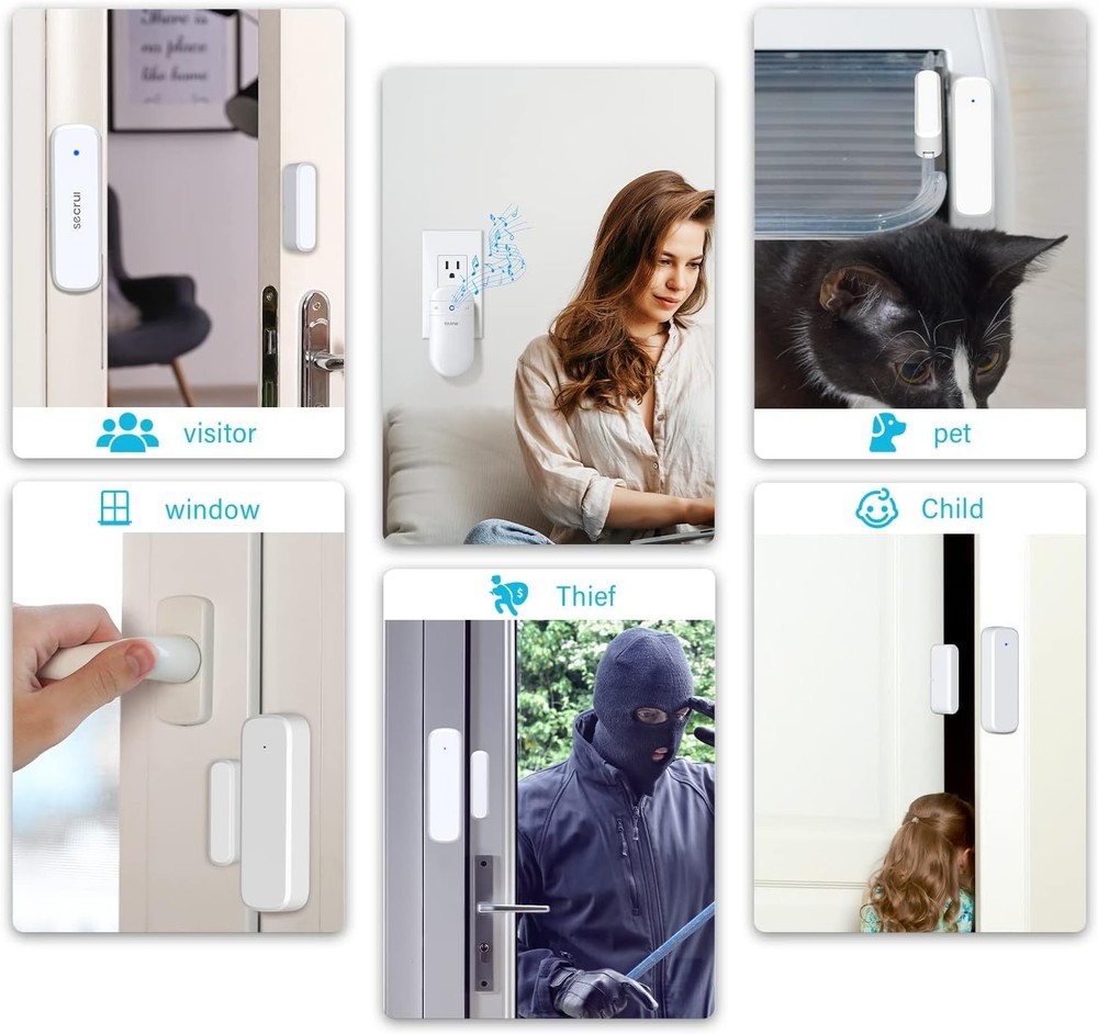 Wireless Door Chime Kit ABS 500ft Range Adjustable Volume Easy Install