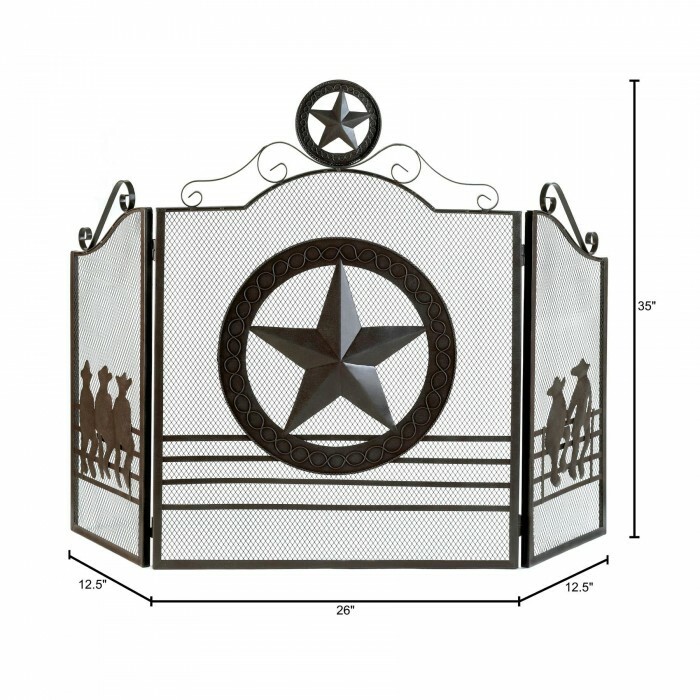 Lone Star Fireplace Screen Texas Western Rustic Decor