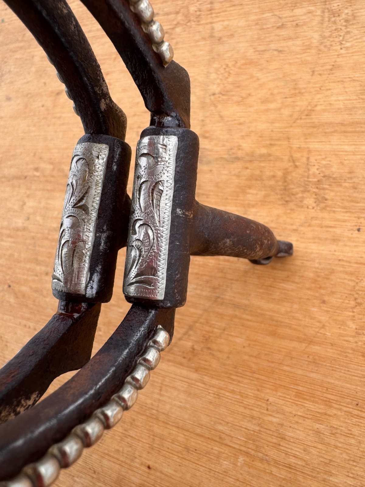 Vintage Handmade Silver Mounted & Beaded CHARLES WILHELM Western Snaffle Bit