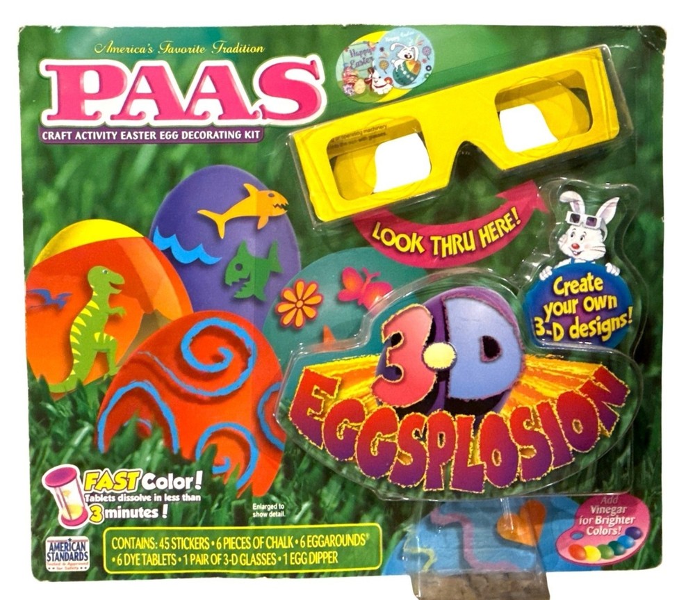 PAAS 3D EGGSPLOSION Easter Egg Decorating Kit With Stickers + Glasses + Chalk +
