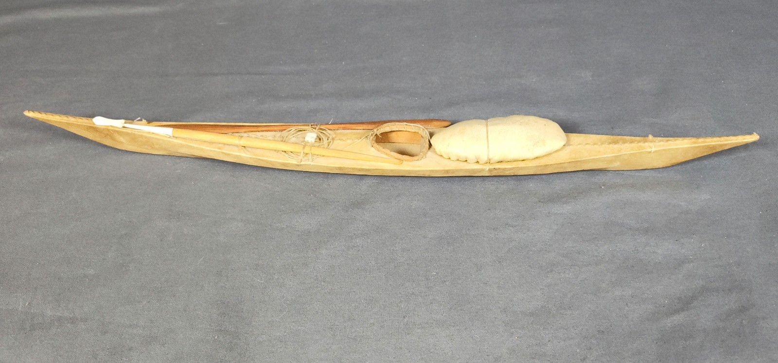Antique Inuit Kayak Model c. 1900-1920 Authentic Detailed Handcrafted Piece 20"