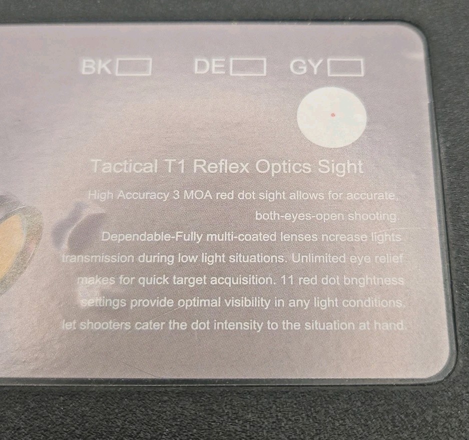Tactical T1 Red Dot Sight 3 MOA Reflex Sight with 1'' Inch Riser Mount