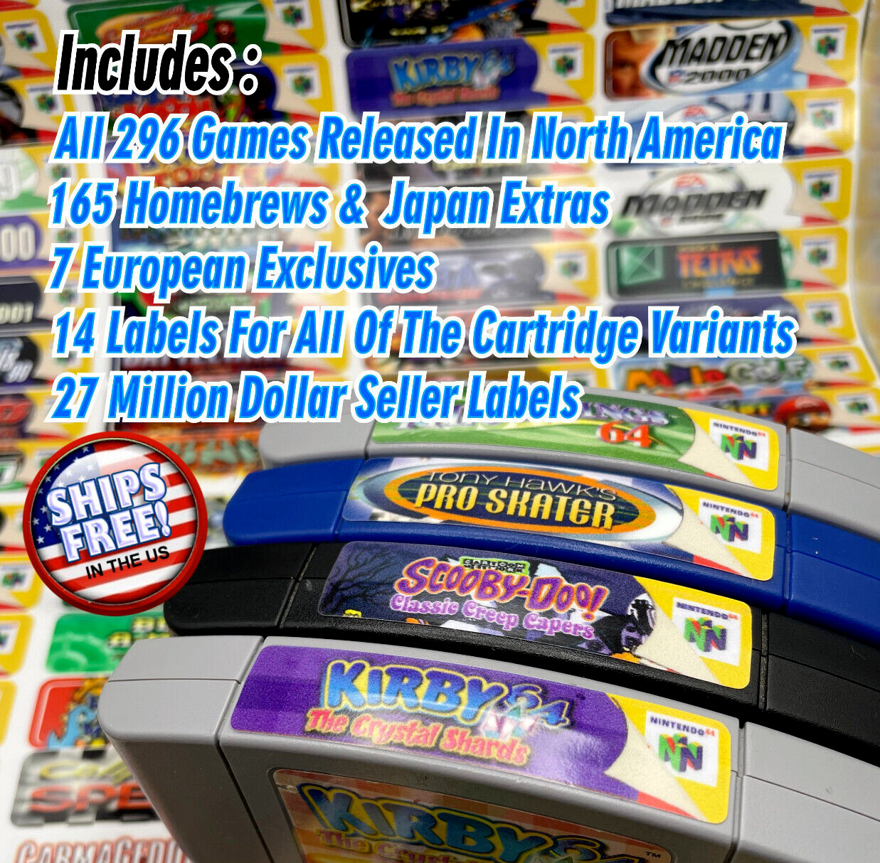 N64 Top End Labels For All 296 US Game Stickers + 215 Extras-Homeb. & Variants