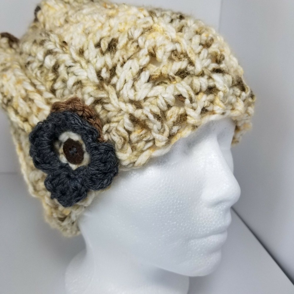 Ponytail Messy Bun Dread Dreadlock Ear Warmer Hand Knit Hat