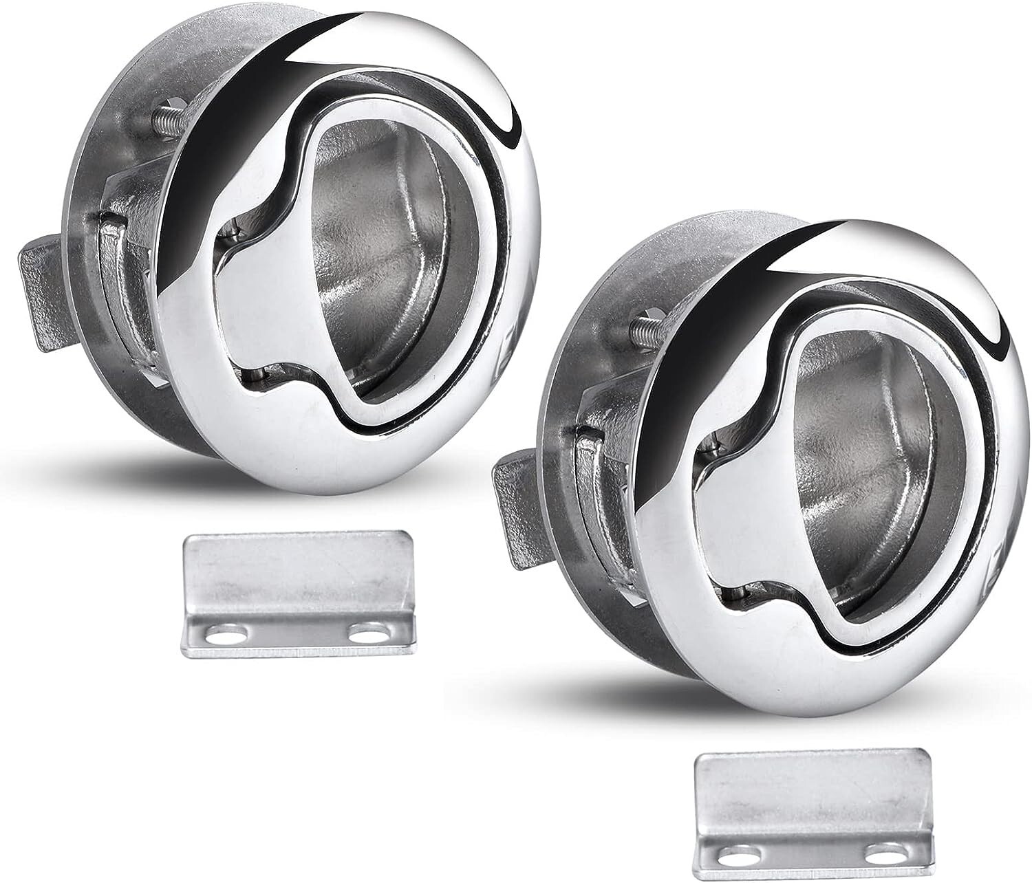 2X Flush Boat Hatch 316Stainless Steel Pull Latch Lift Ring Handle Marine Locker