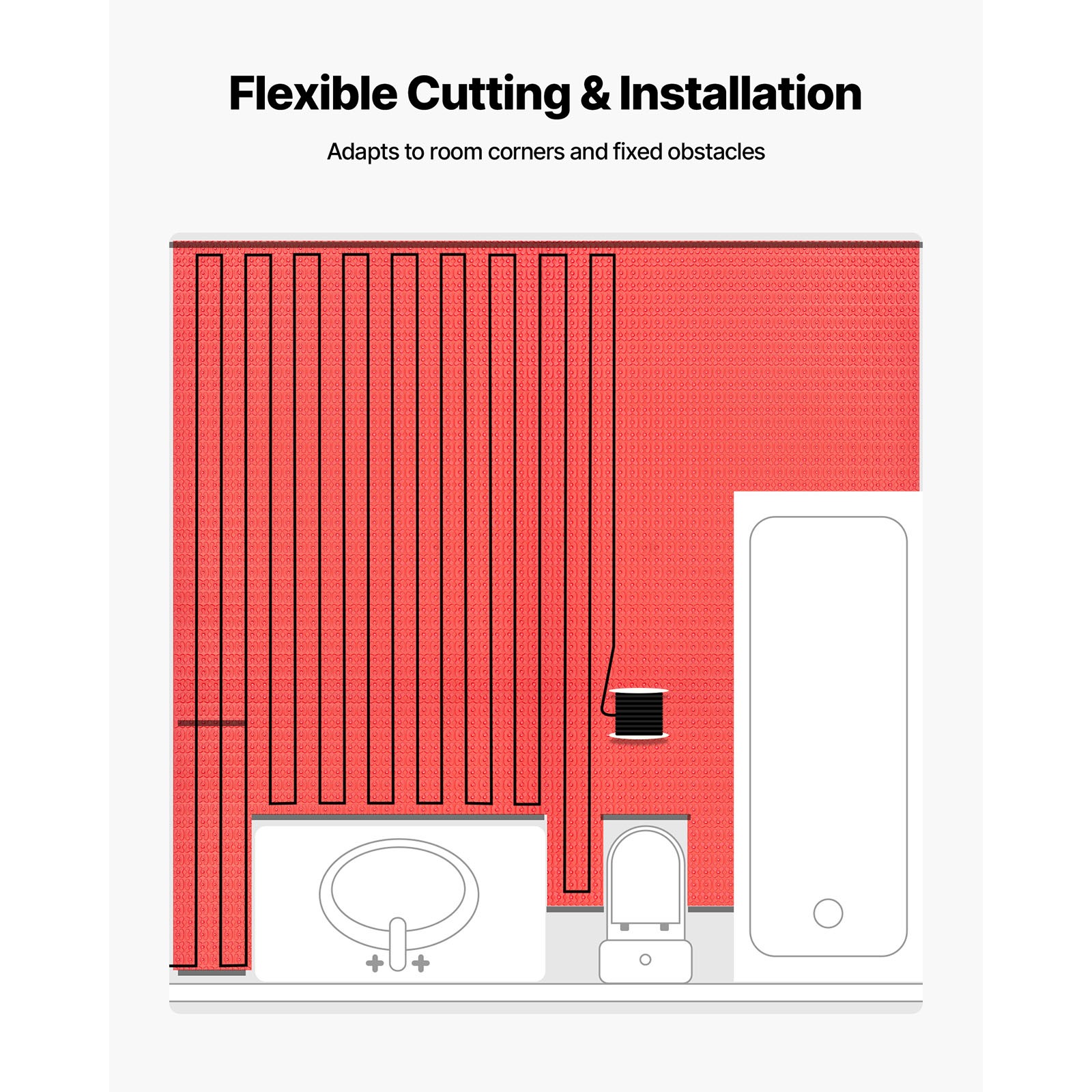 120 sqft Floor Heating Mat 120V Radiant Heated System with Alarm