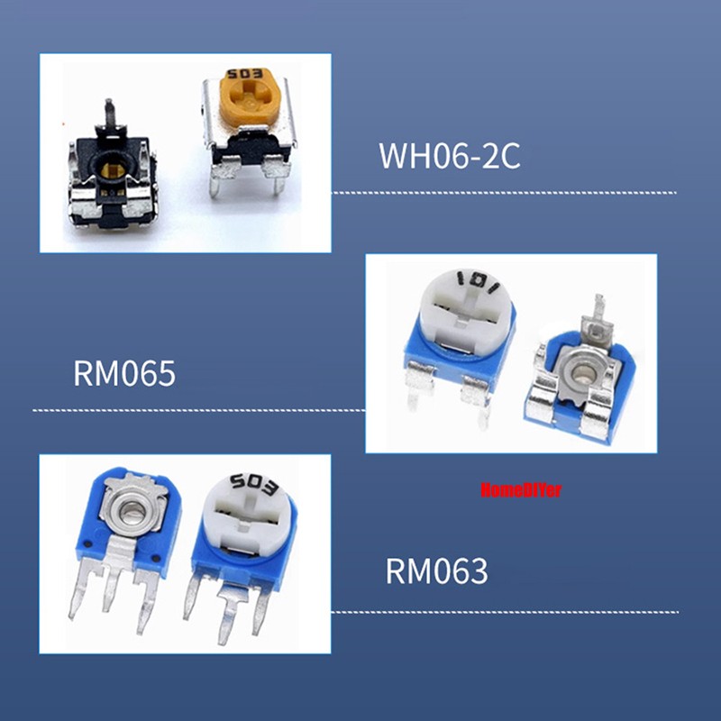 RM065/RM063/WH06 Potentiometer Horizontal/Vertical Variable Trimmers 100~2M ohm