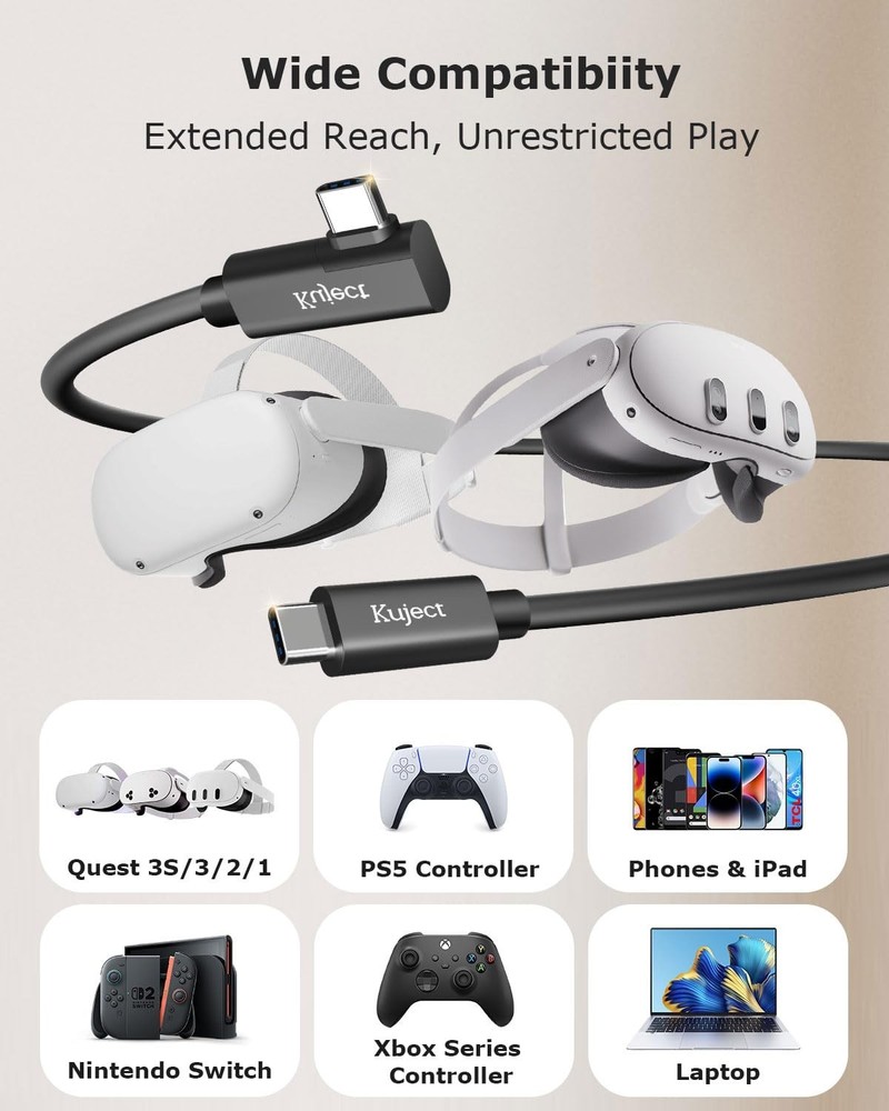 16FT USB 3.0 Link Cable for Quest 3/2 & Pico 4 - Fast VR Gaming Experience