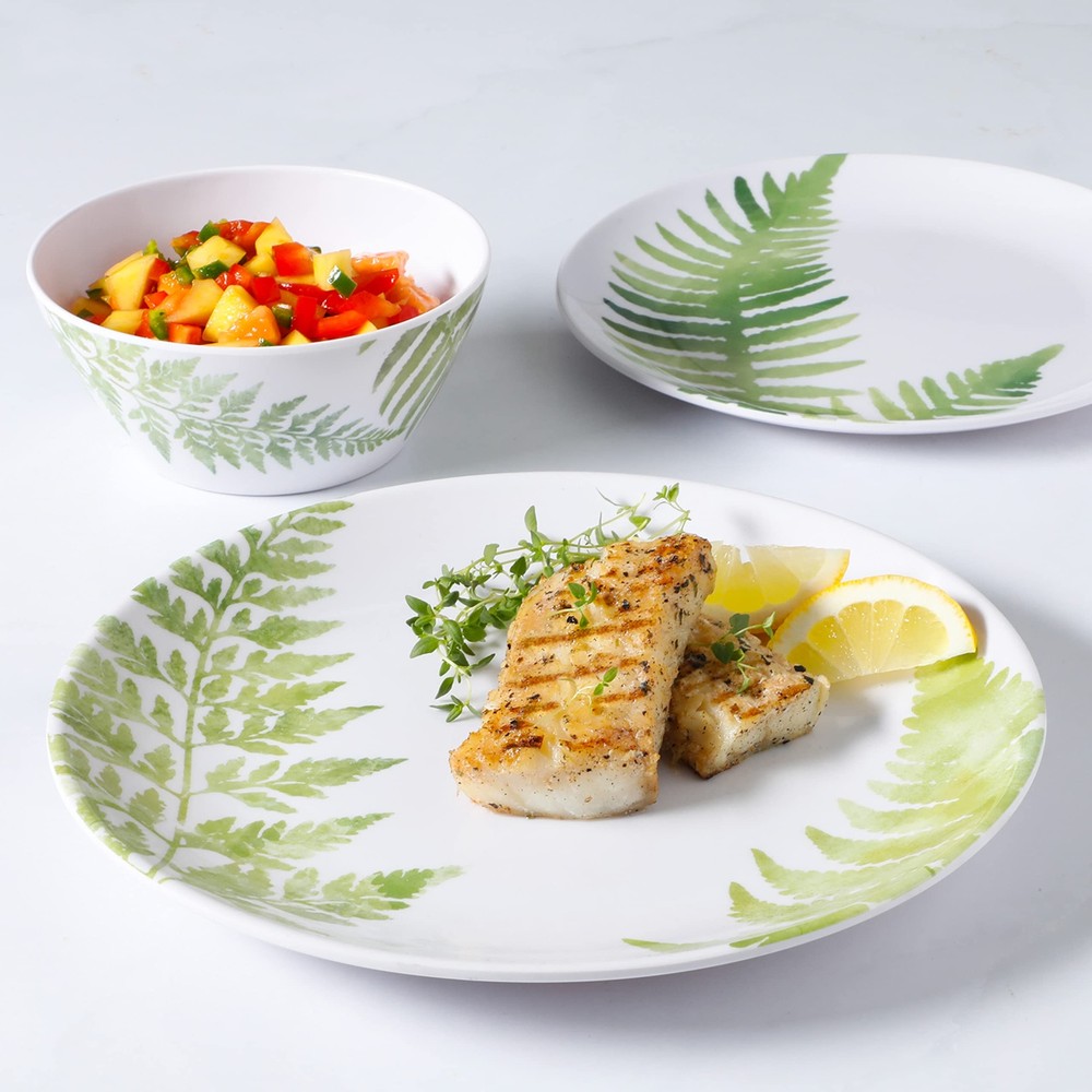 Fernview Melamine Dinnerware Set 12PCS Service for 4