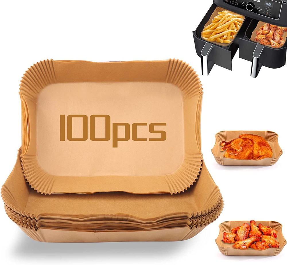 100Pcs Air Fryer Baking Paper Rectangular - Airfryer Baking Liners for Ninja Foo