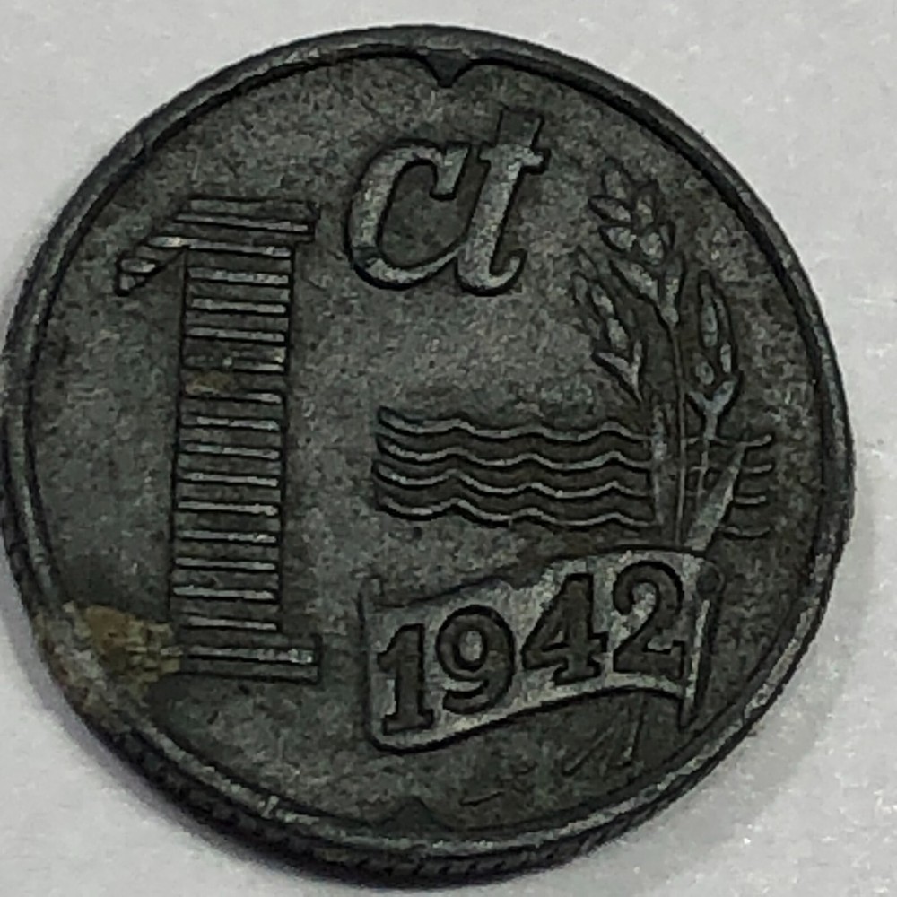1942 Netherlands One Cent Foreign Coin #2468