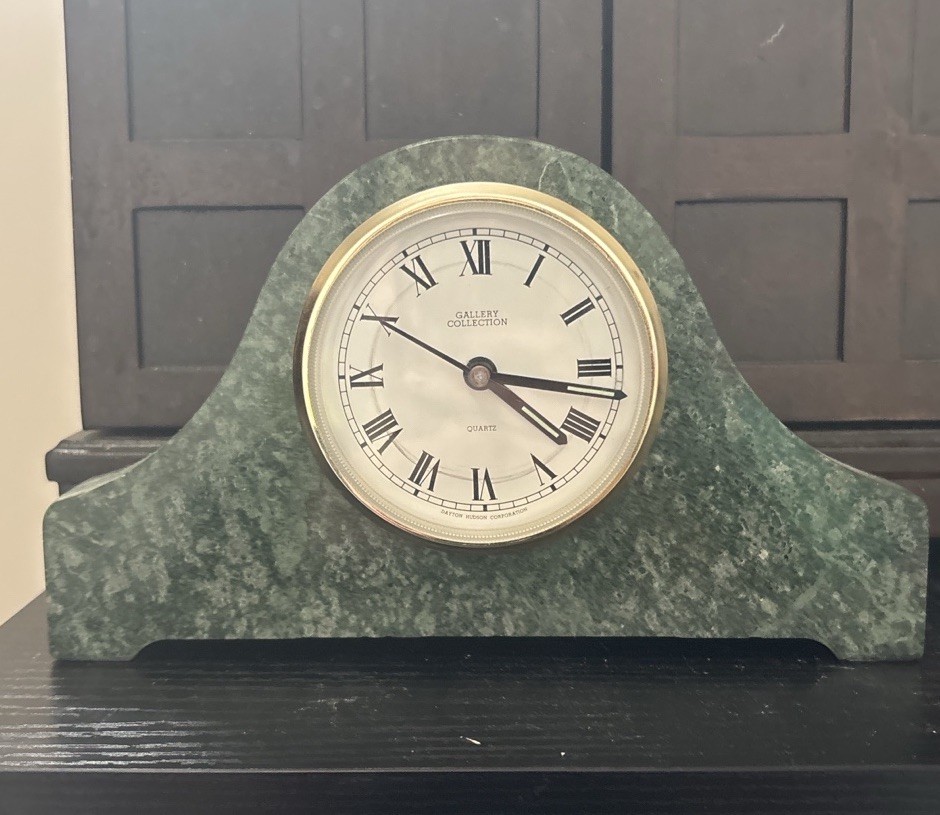 VINTAGE SOLID MARBLE Mantel Clock – Heavy Stone Base – Classic Decorative Piece