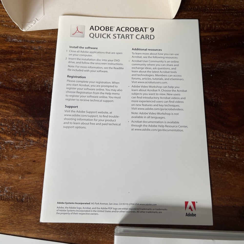 Adobe Acrobat 9 Standard for Windows PC In Original Box W/ Inserts