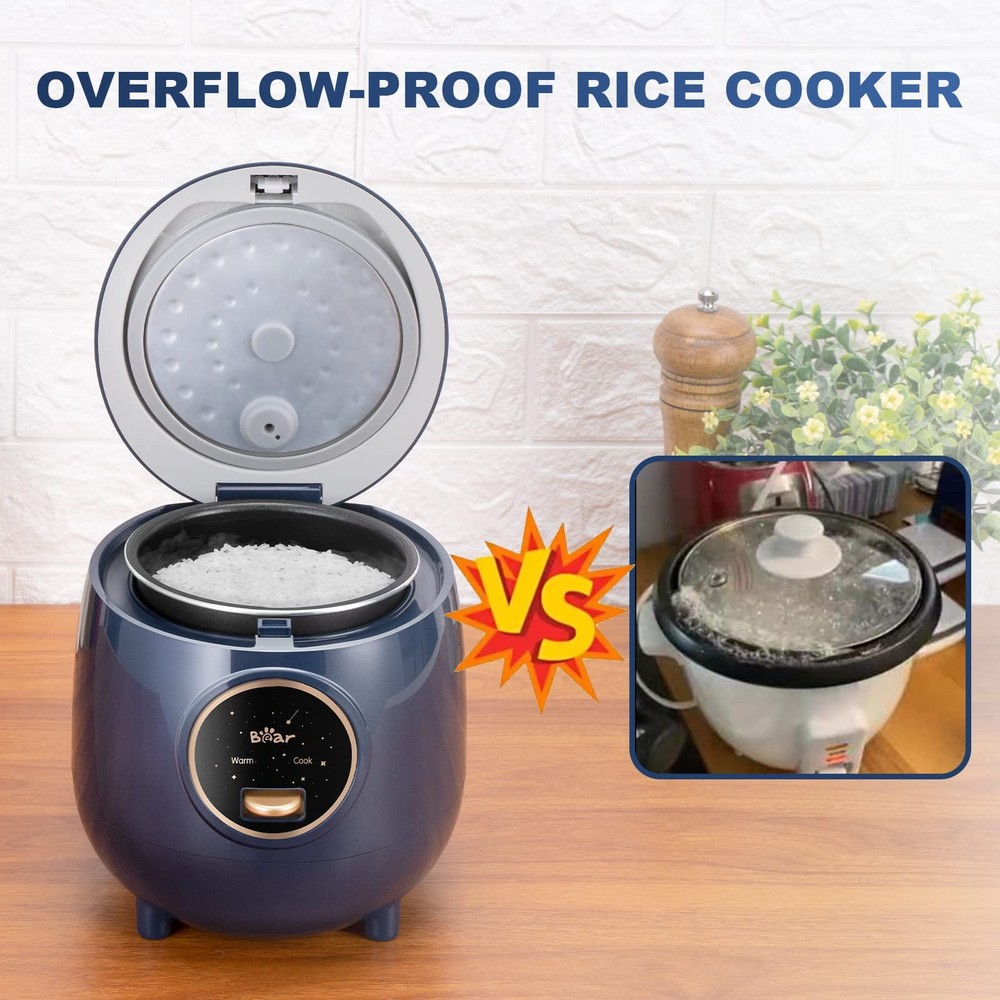 Bear Mini Rice Cooker 2 Cups B-Blue(1.2L) with Easy One Button Control