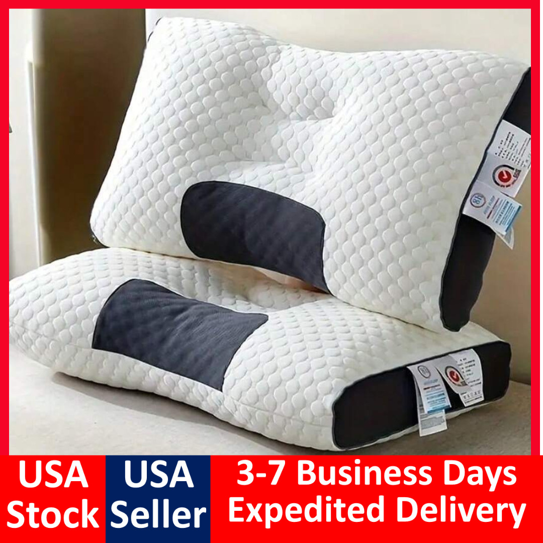 2 PCS Ergonomic Neck Pillow Massage Adjustable Soft Sleeping Pillow 100% UPGRADE