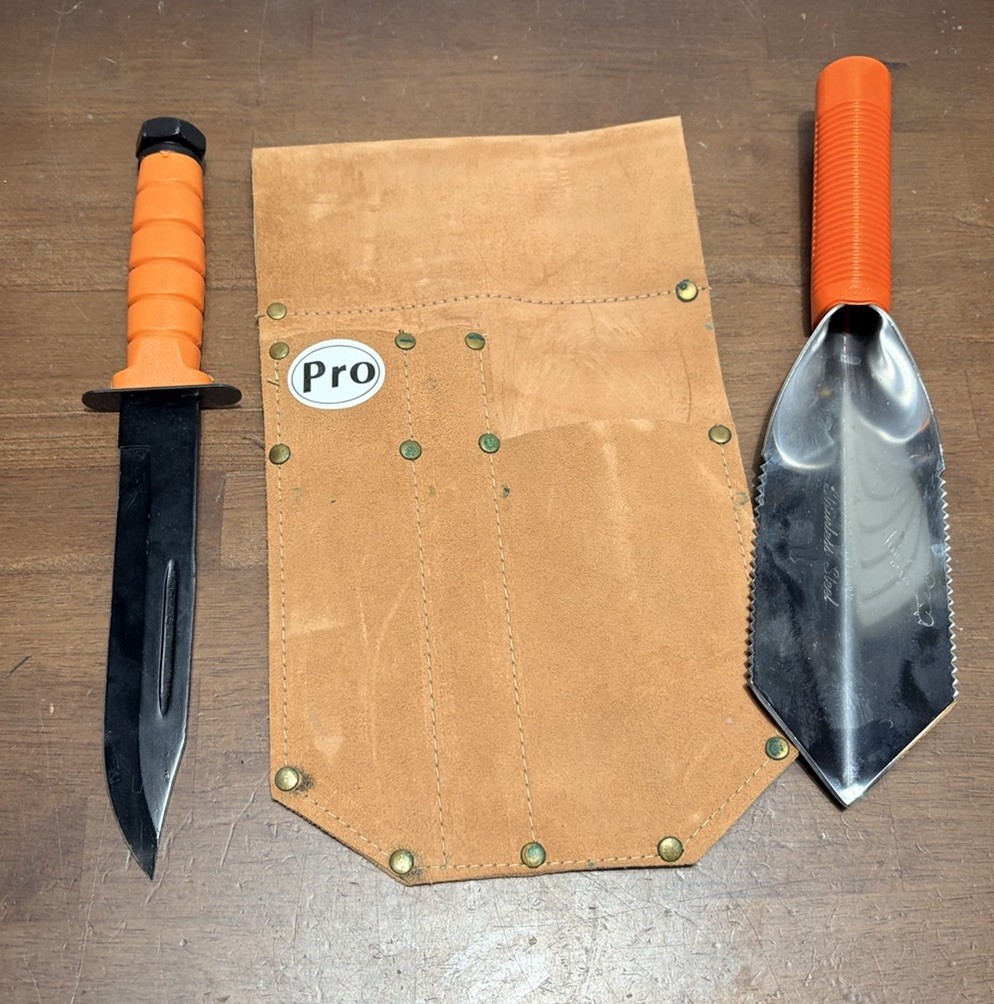 Super Gator Stainless Steel Digging Tool & knife w/Sheath - Metal detecting NOS