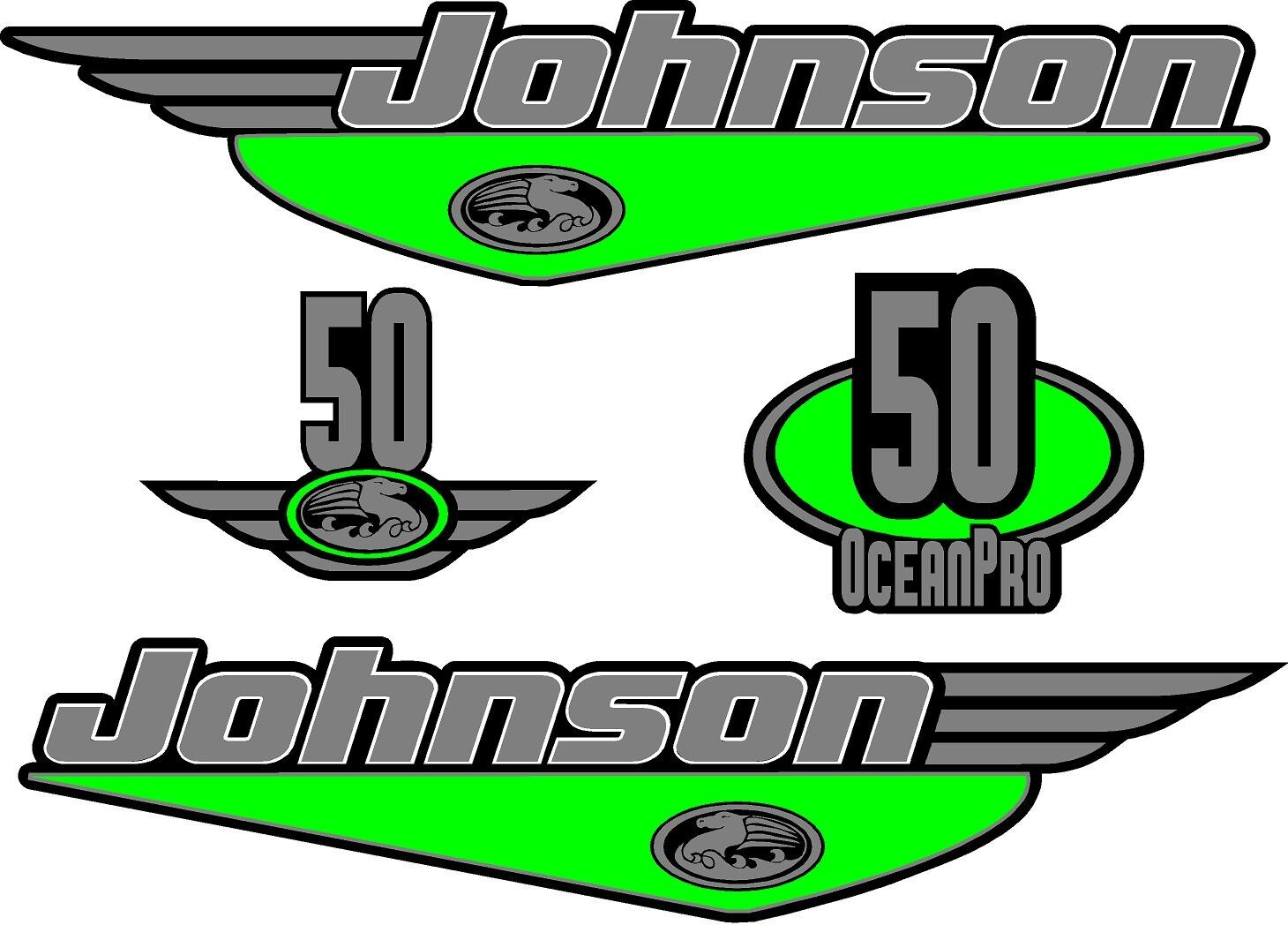 Johnson 50HP Oceanpro Outboard Boat Motor Decal Kit Cowling Engine