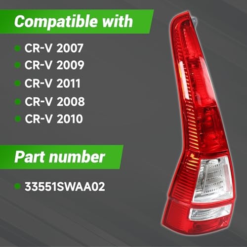 Tail Light Tail Lamp Left Side Assembly Halogen Replacement for CRV 2007-2011