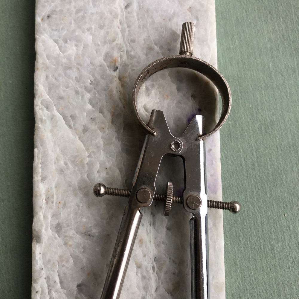 Vintage Drafting Compass w/ Interchangeable Ink Pen Nib & Point, Drafting Tool