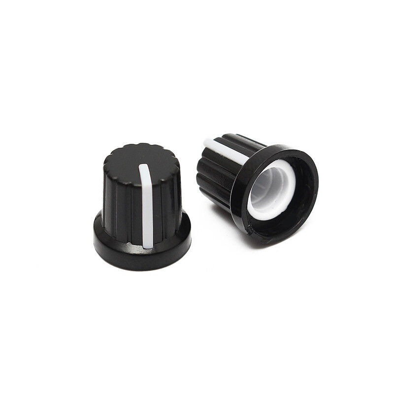 20 Pcs 6mm Shaft Hole Dia Plastic Threaded Knurled Potentiometer Knobs Cap 15*15